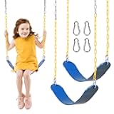 DECORLIFE 2-Pack Swing Seats for Swing Set, Support 330lb, Swings Replacement Kits with Coated Chains for Kids Adults, Swing Set Accessories with Snap Hooks for Outdoor Backyard Playground, Blue