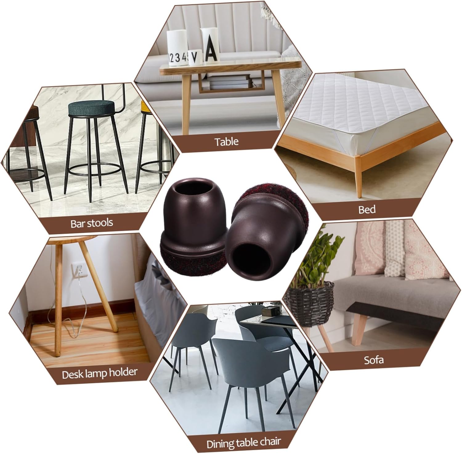 TEHAUX 3sets Round Chair Leg Caps Floor Protectors Noise Reduction Slip-Resistant Easy Install for Furniture 16pcs*3