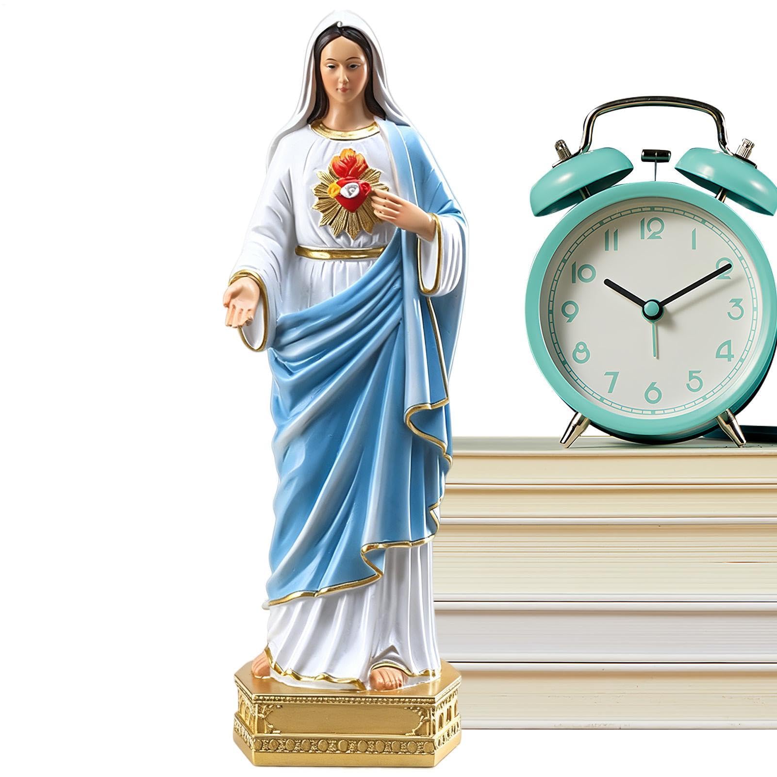 Statue Vierge Marie résine : objet de décoration religieuse pour cour, patio et maison