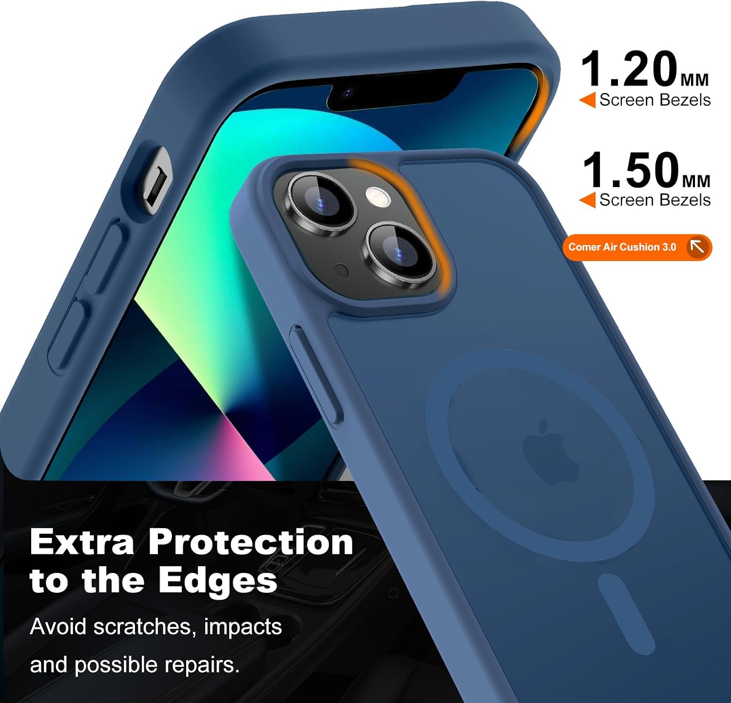 Hualele Magnetic for iPhone 13 Mini Case & iPhone 12 Mini Case,Compatible with MagSafe, Military Grade Dropproof Translucent Matte Hard Back Soft Edge Slim Phone Case iPhone 13/12 Mini,Sapphire Blue