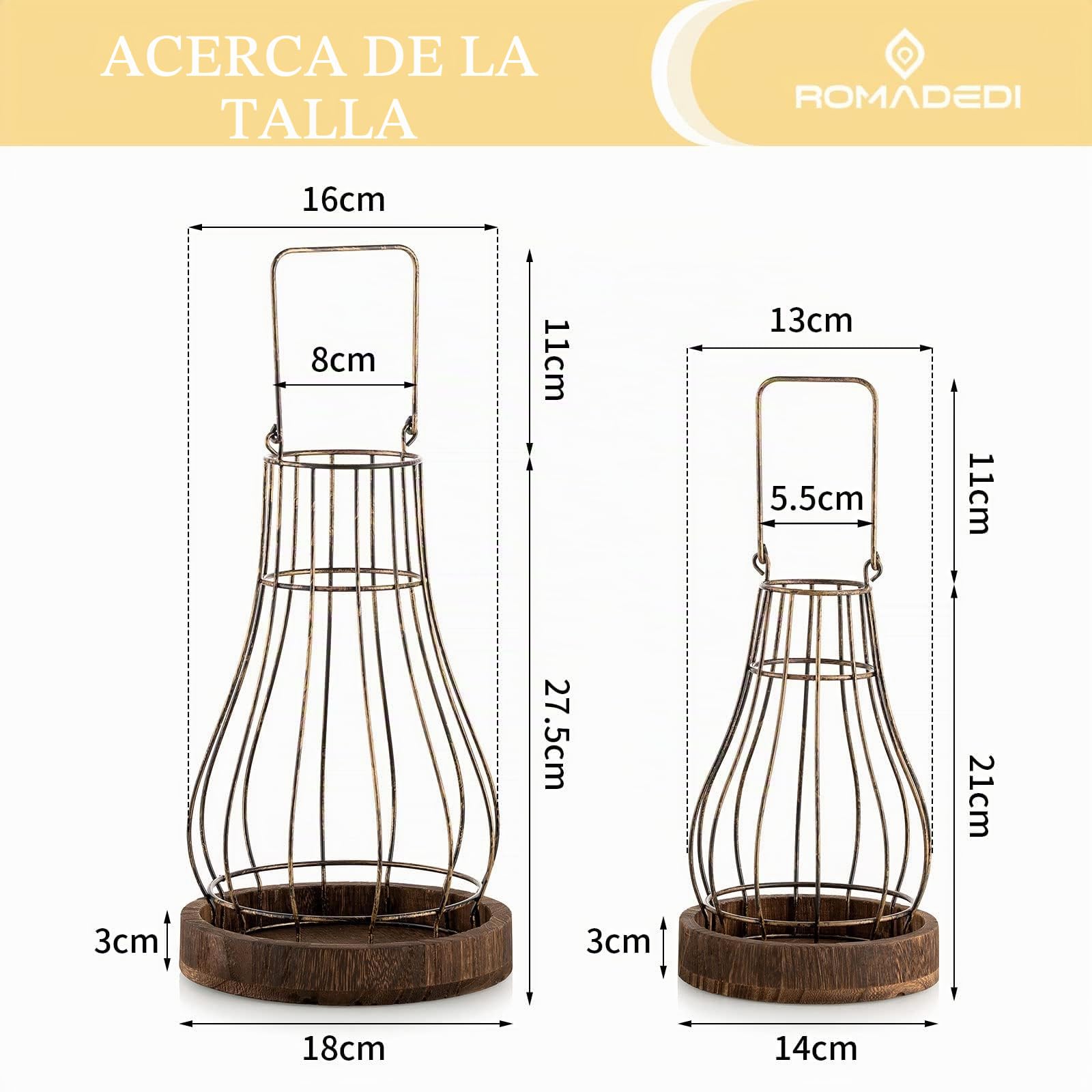 Romadedi Farol para decoración del hogar, portavelas rústico, faroles decorativos para velas, sala de estar, cocina, comedor, mesa de centro, chimenea, repisa al aire libre