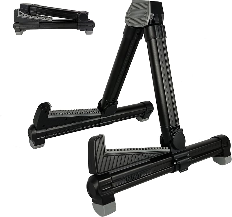 Adjustable, Folding Guitar Stand for Acoustic, Classical, Electric Guitars, Bass, Ukulele, Banjo (Black)