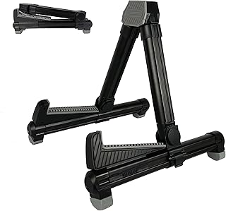 Adjustable, Folding Guitar Stand for Acoustic, Classical, Electric Guitars, Bass, Ukulele, Banjo (Black)