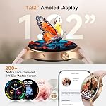 aeac Smart Watch for Women, AMOLED Ultra-Clear Screen Activity Trackers with Heart Rate/Sleep/SpO2 Monitor, Waterproof Fitness Smartwatch for iPhone/Samsung/Android（Pink Gold）