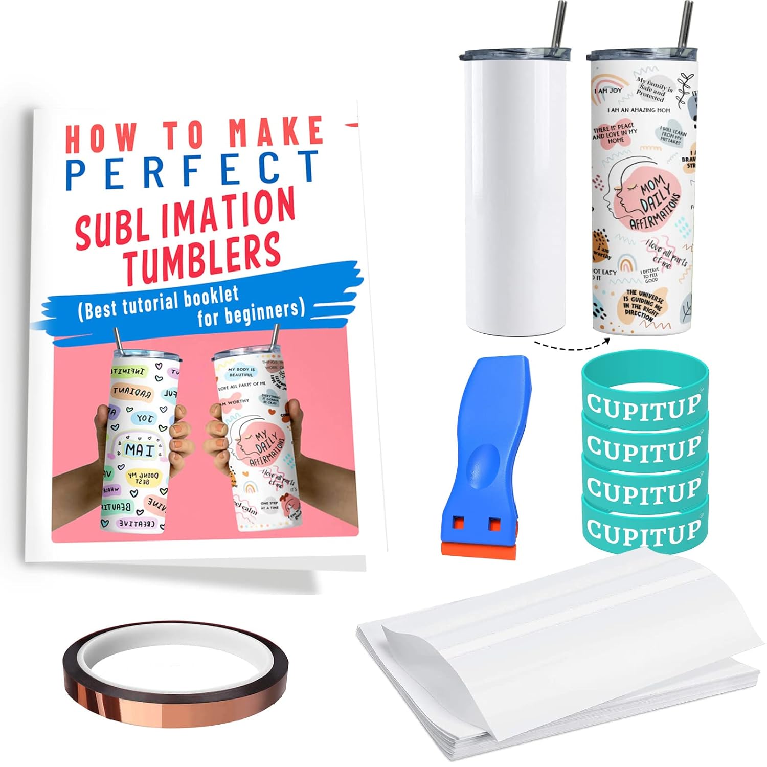 5x10 Inch Sublimation Shrink Wrap Sleeves and Silicone Bands for