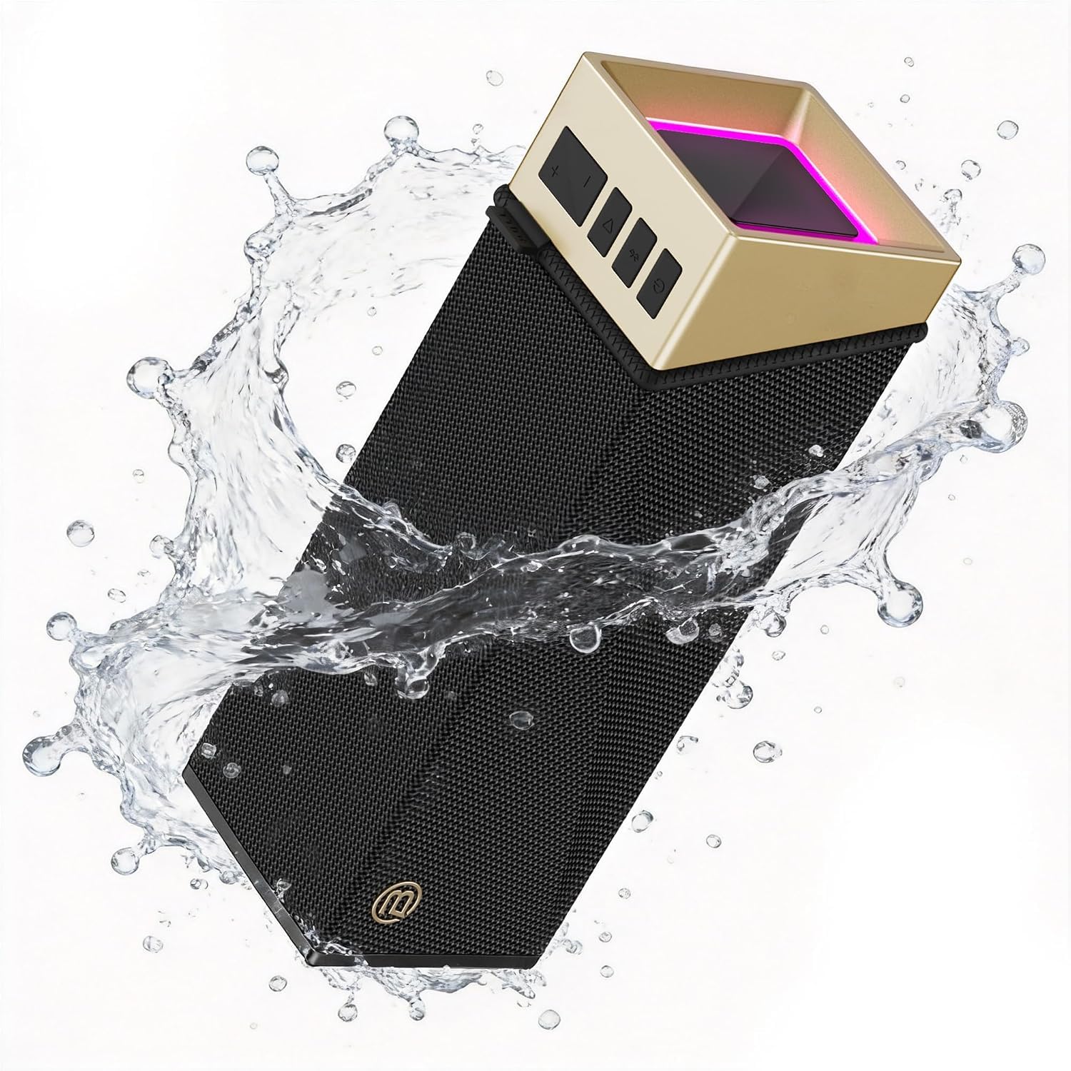 BUGANI Portable Bluetooth Speaker Loud 60W, Wireless Portable Speaker with Hidden Strap, TWS Wireless Stereo, Bluetooth 6.0 Auracast, IP67 Waterproof Outdoor Party Speaker, 24H Playtime Gold