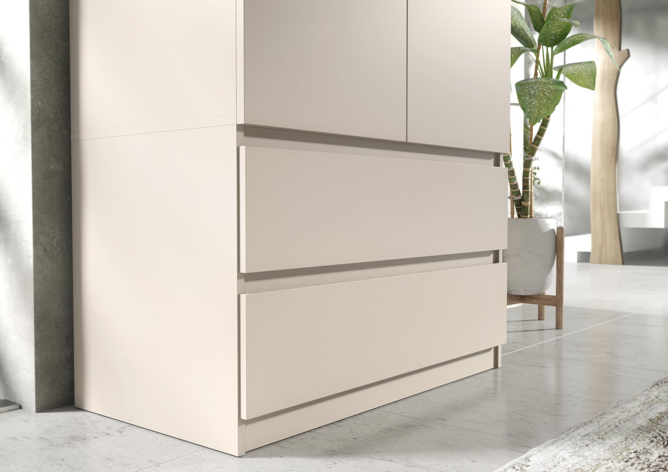 meble masztalerz Armadio Camera da Letto con 2 Cassetti Larghezza 90 cm - Mobile Camera da Letto - Armad Camera Letto Moderni - Guardaroba Armadio - Bianco - 180x90x50cm