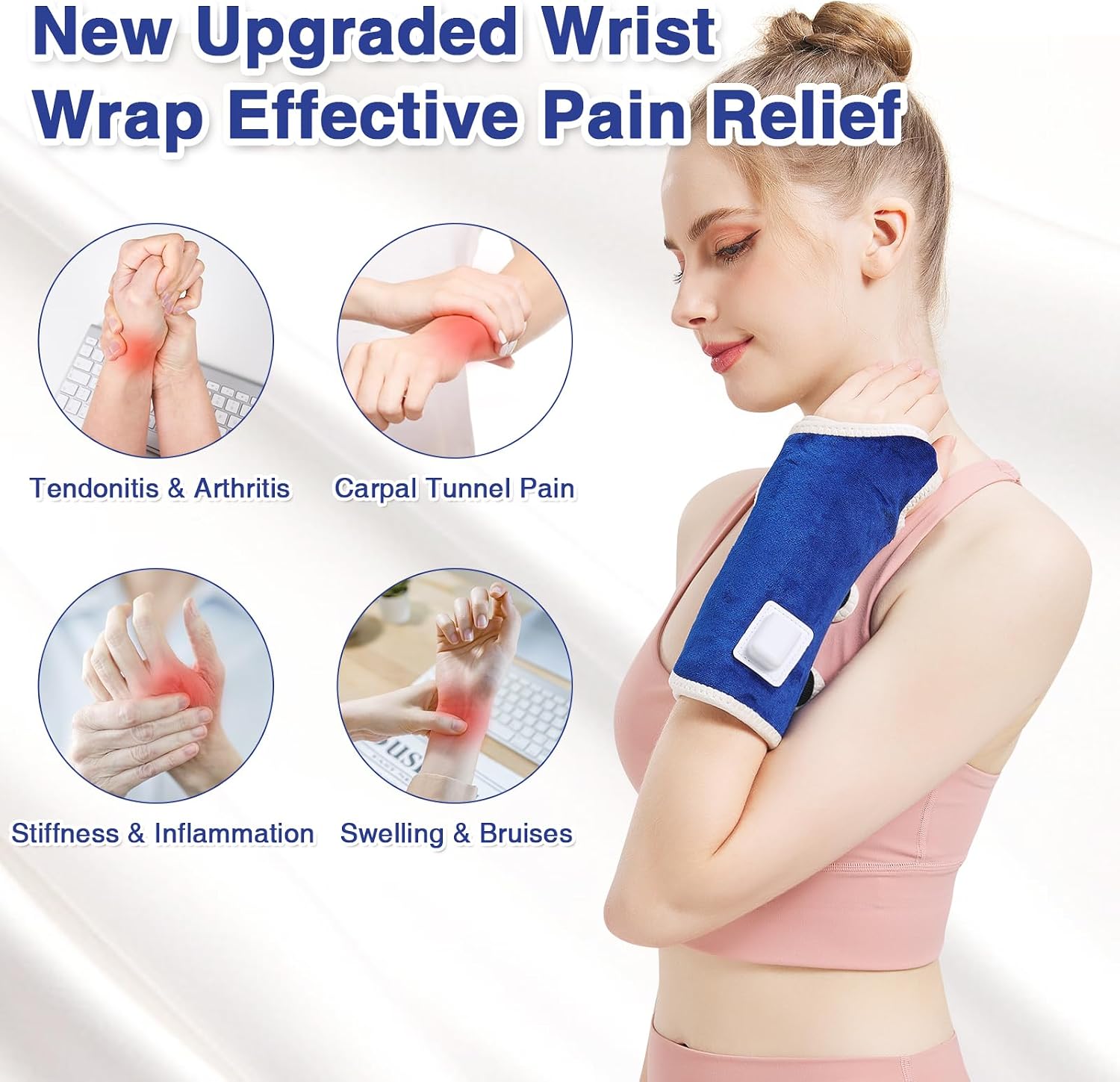 AOBOCO Wrist Heating Pad Wrap for Pain Relief - Upgrade Wrist Brace 30s Fast Heat Therapy for Carpal Tunnel Arthritis - Heated Wrist Wrap Treatment Right and Left Hand Auto Shut Off & 86℉-158℉