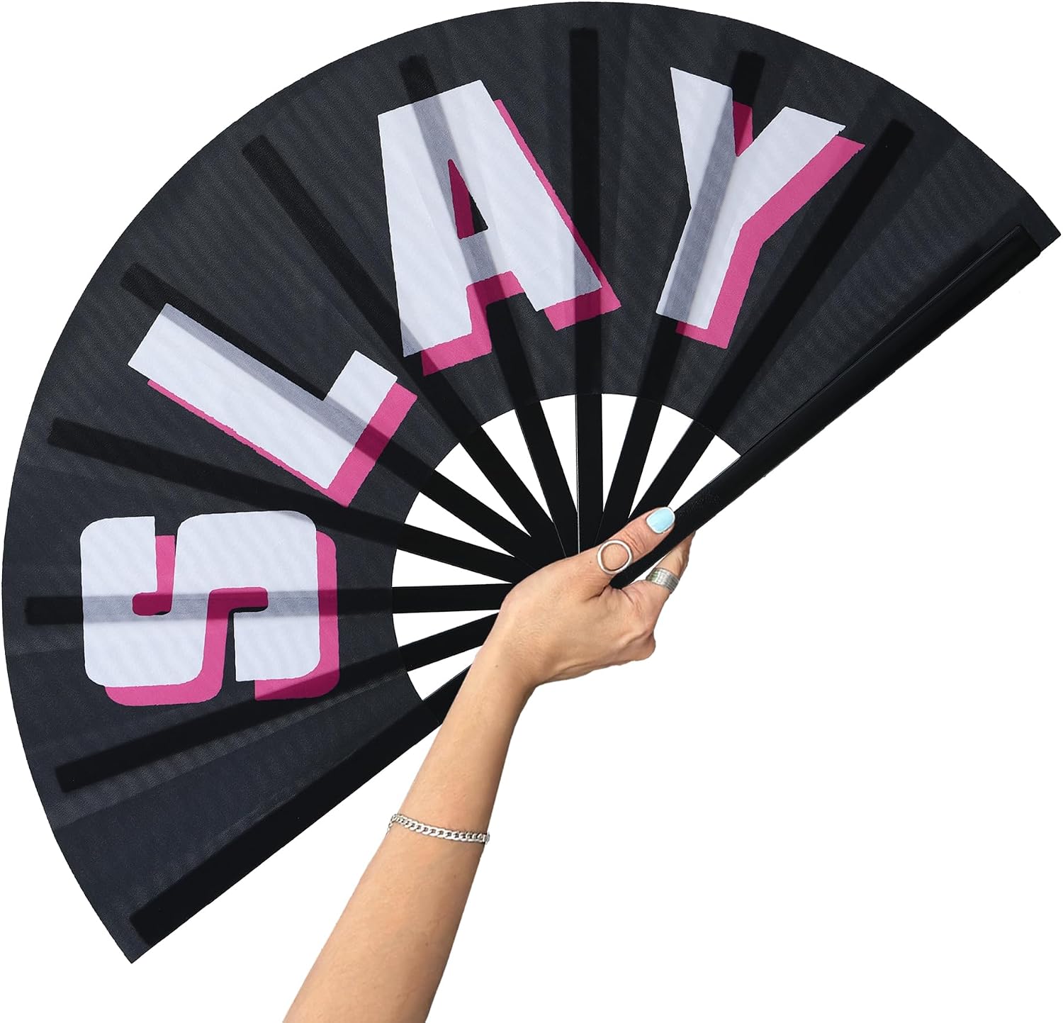 Large Folding Fans-Hand Fan Popping Fan for Line Dancing Clacking Fans for Boots On The Ground Dance, Party,Concert,Outdoor,Decoration (SLAY)