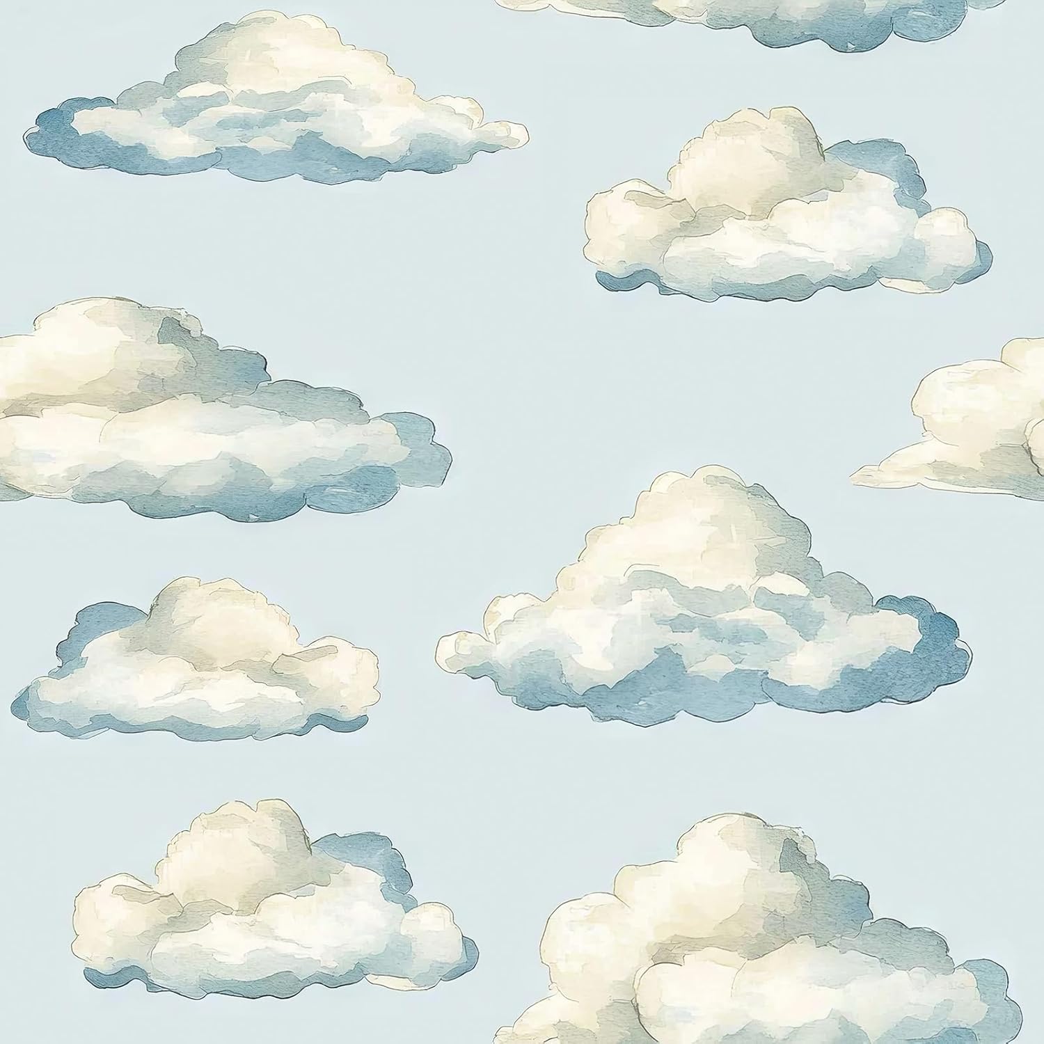 LACHEERY Light Blue and White Cloud Wallpaper Peel and Stick Blue Sky Clouds Wallpaper for Kids Room Nursery Removable Wall Paper Self Adhesive Could Contact Paper Peel and Stick for Walls 17.5"x79"