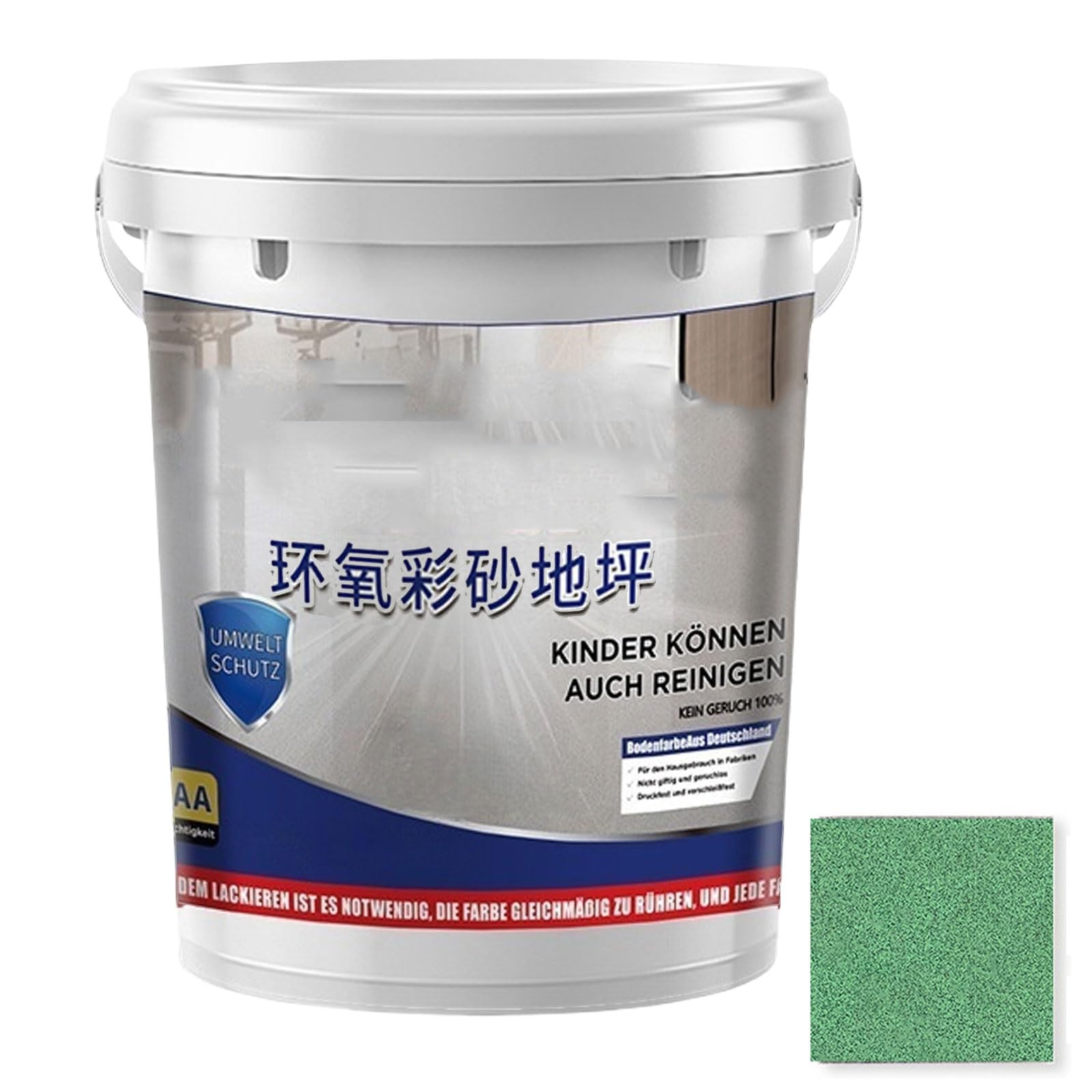 Self Leveling Epoxy Colored Sand Floor Paint, Fast Drying, Stain-Resistant For Concrete Tile Wood Countertop Decorative Finish (1KG Green)