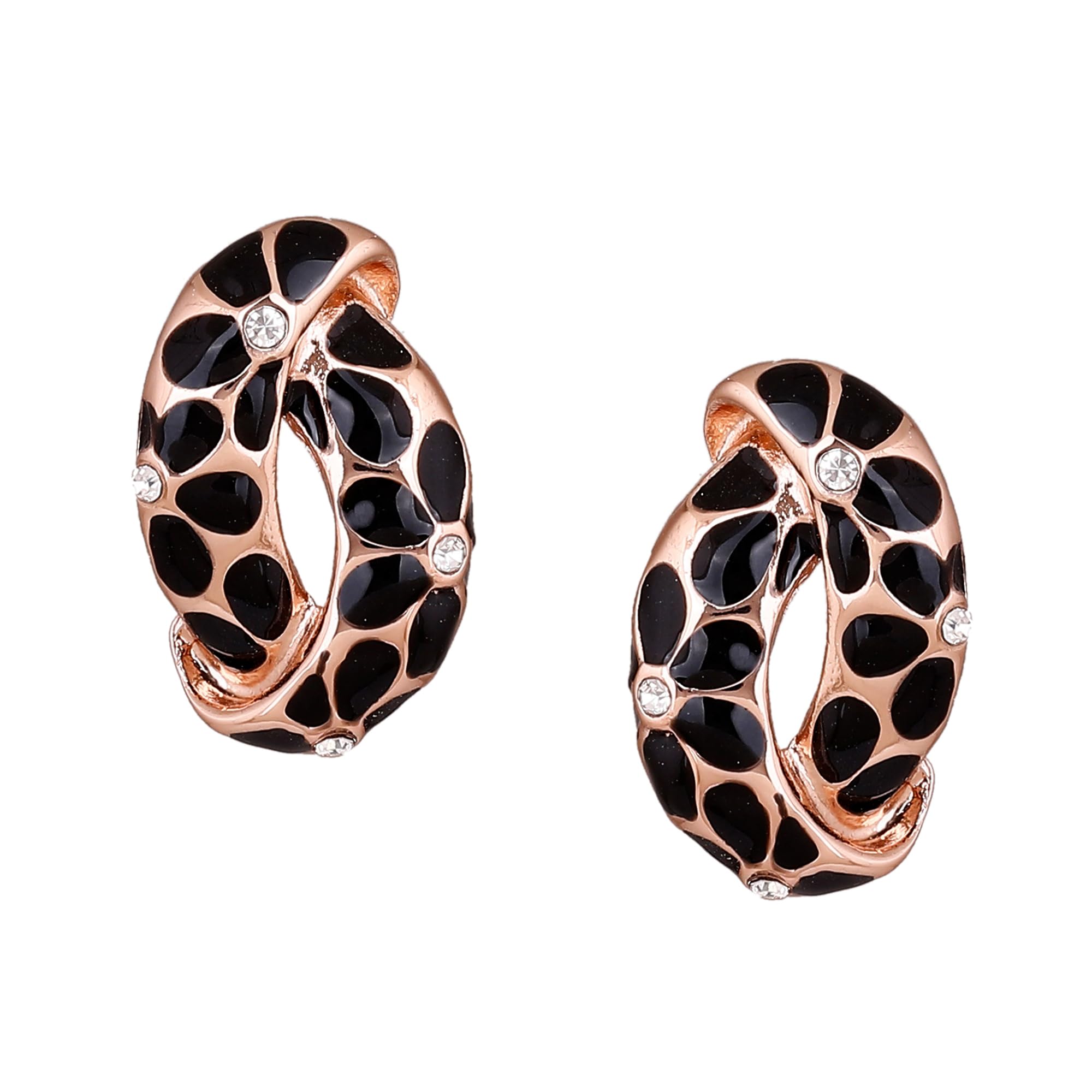 24 Kt Gold Plated Earrings With Green Coloured Flower Print For Women-image-10