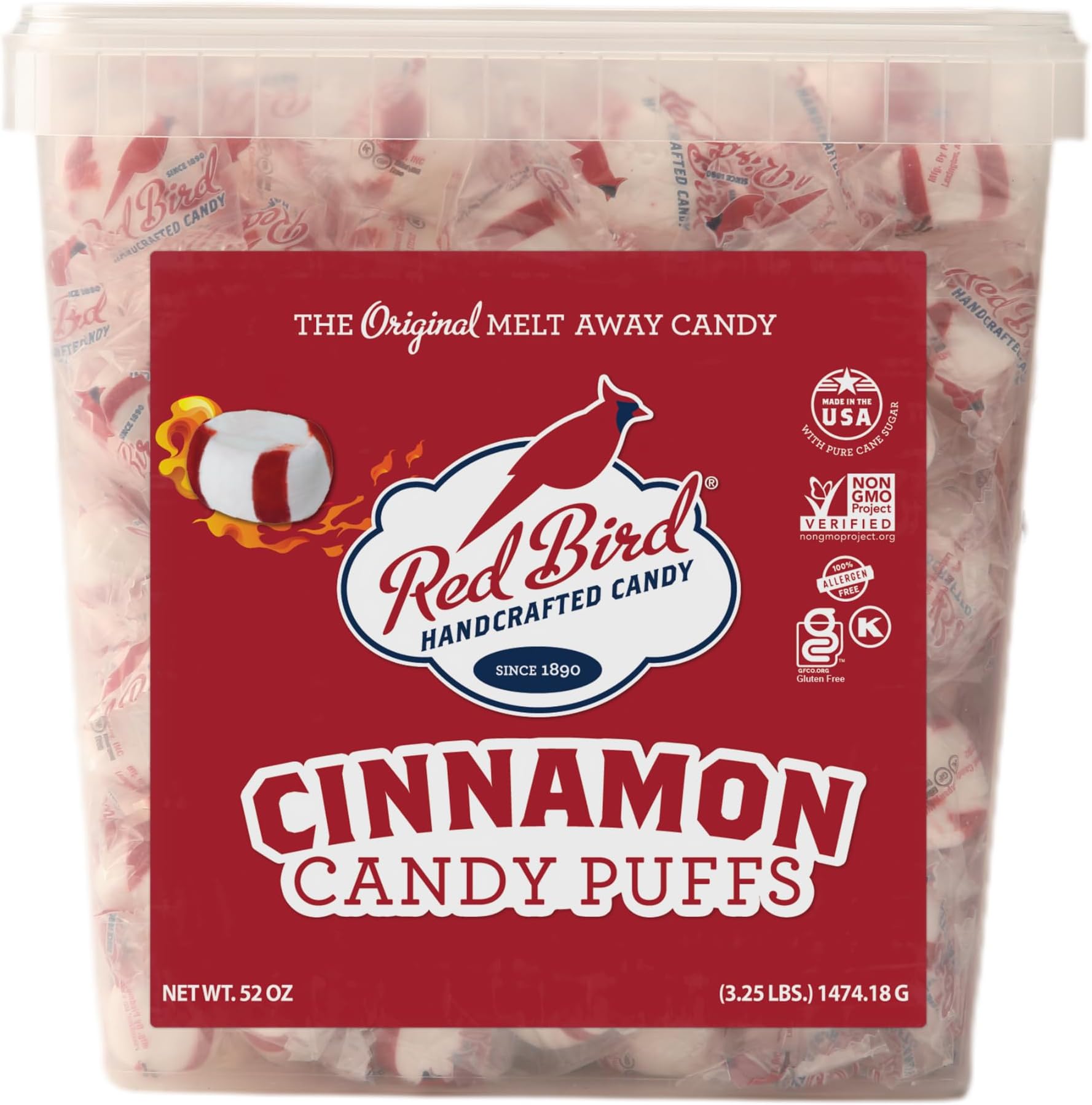 Red Bird Cinnamon Candy, Individually Wrapped, Gluten Free Breath Mints, 52 oz