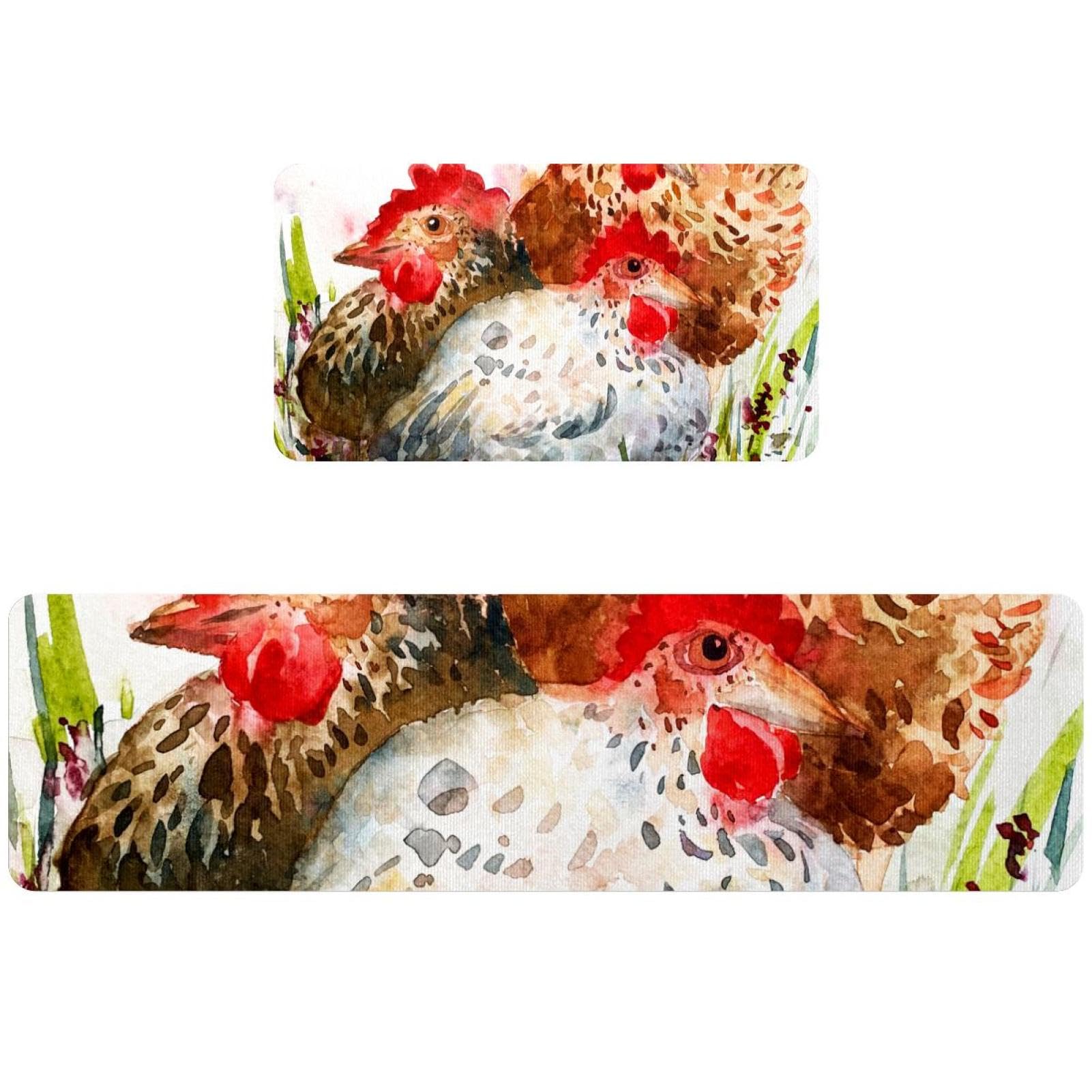 Tapis de cuisine motif poules lot de 2 pour une ambiance bucolique et propre