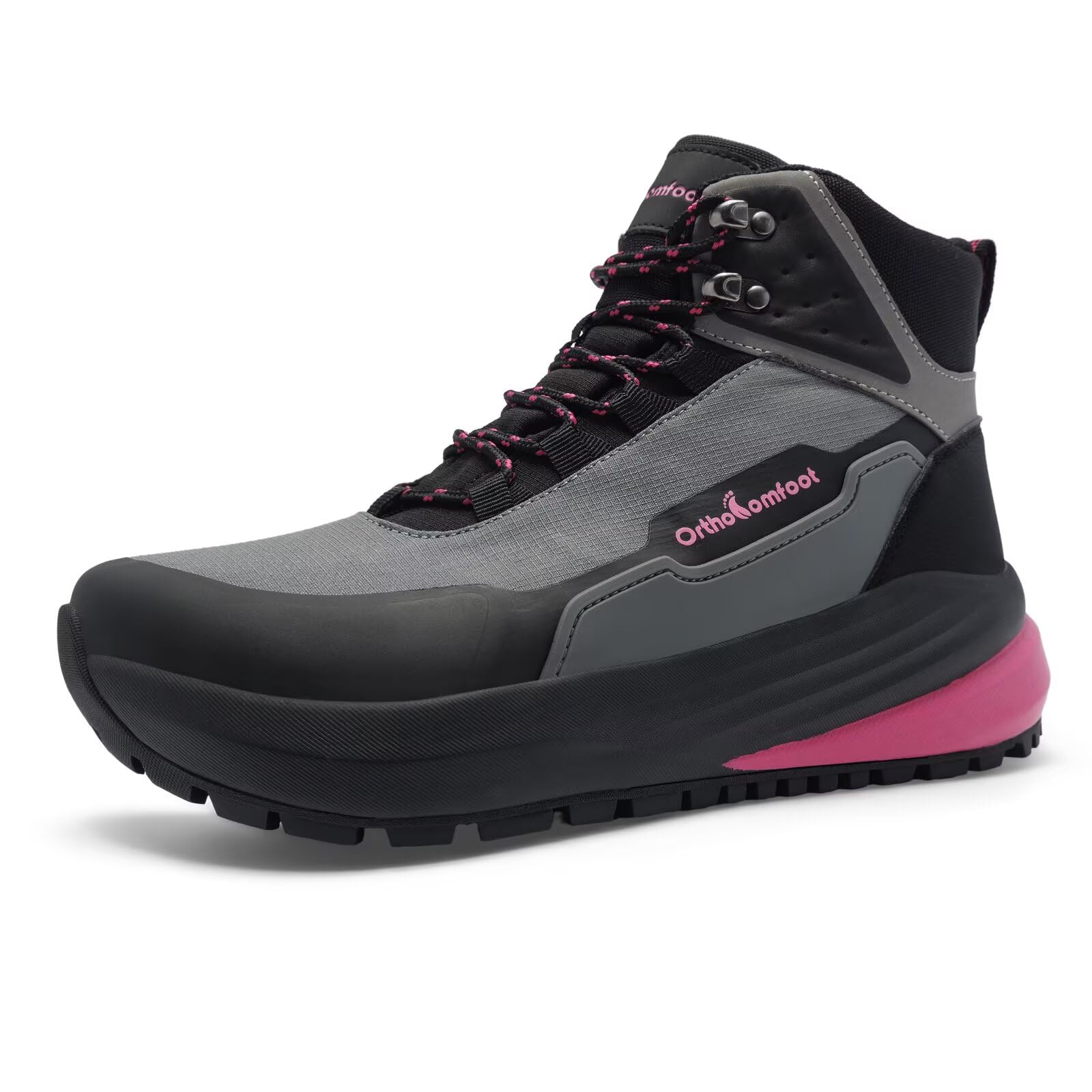 Women's Orthopedic Wide Waterproof Hiking Boots: Comfortable Plantar Fasciitis Diabetic Walking Running Trekking Shoes, Orthotic Non Slip Flat Feet Trail Mid Ankle Support Boots for Foot Pain Relief-image-44