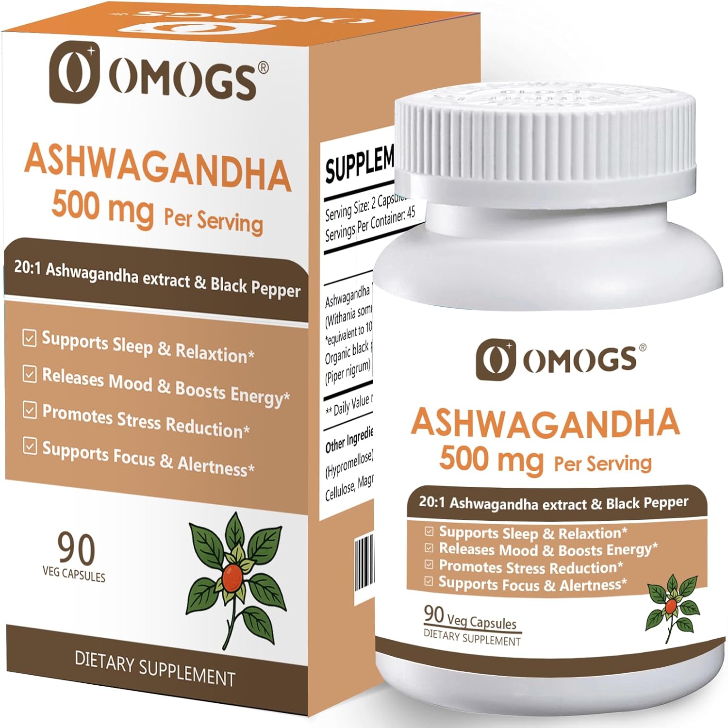 Organic Ashwagandha, Pure Herb Extract, Added Black Pepper, High Absorption, for Boosts Energy, Sleep, Focus, Stress Relief.& Immune Support, Non-GMO, 90 Vegetable Capsules Organic Ashwagandha, Pure Herb Extract, Added Black Pepper, High Absorption, for Boosts Energy, Sleep, Focus, Stress Relief.& Immune Support, Non-GMO, 90 Vegetable Capsules