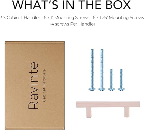 Miniatura 70 de Ravinte - 30 manijas de acero inoxidable para armario de cocina, 5 pulgadas de largo, agujero de 3 pulgadas, rosado