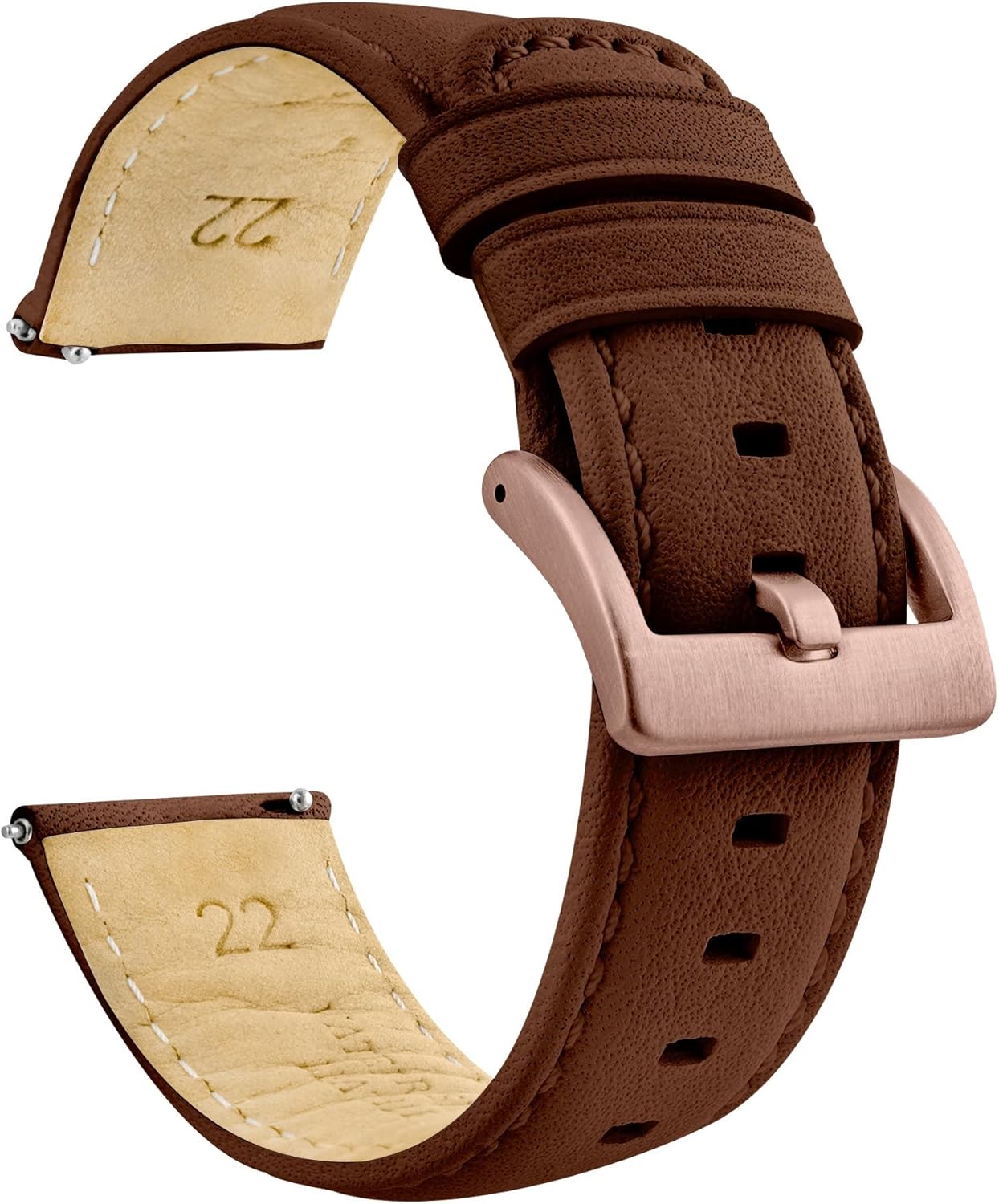 BARTON Water-Resistant Leather Watch Bands - Quick Release - Choose Strap Color & Size - 18mm, 20mm, 22mm & 24mm Watch Straps