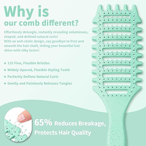 Miniatura 4 de FireFit Cepillo de pelo rizado 4 en 1 Cepillos flexibles para mujeres y hombres Cepillo desenredante con cerdas crecientes y ultra suaves para