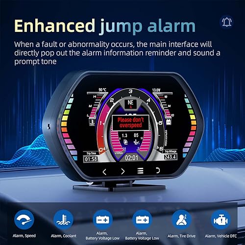 Miniatura 4 de ACECAR Pantalla de calibre OBD2, monitor multidatos, pantalla de cabeza, HUD Plug and Play, respuesta precisa y rápida, velocímetro OBDII digital