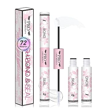 PROLASHBEAUTY Lash Cluster Glue Clear Lash Glue Lash Bond and Seal for Eyelash Clusters 2-3S Fast Drying Waterproof Strong Hold 72H+ Eyelash Glue 10ml, Clear Bond & Clear Seal