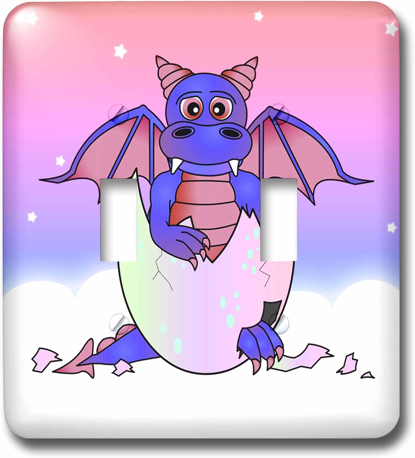 3dRose LLC lsp_25409_6 Purple Baby Dragon in Cracked Egg 2 Plug Outlet Cover