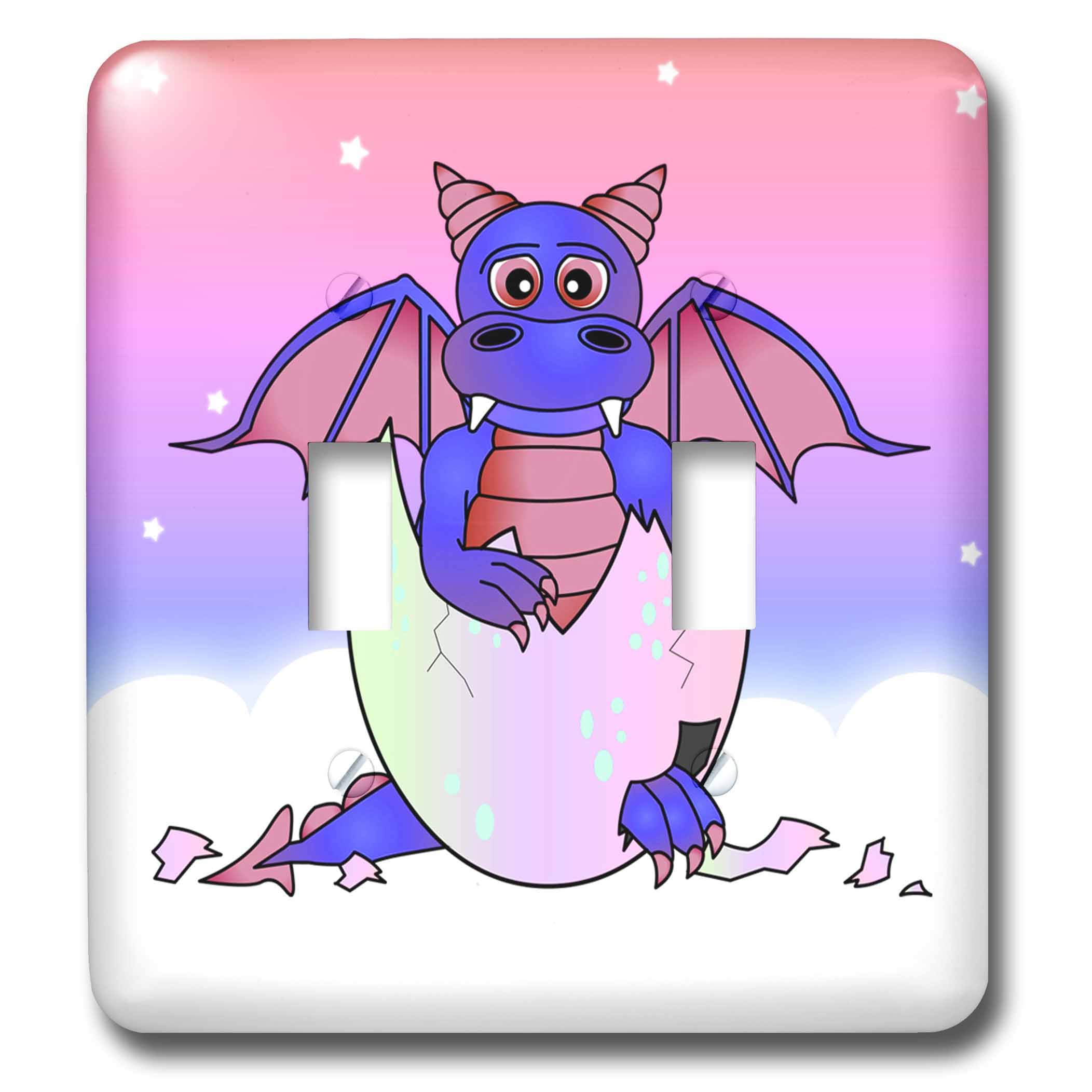 Interrupteur bébé dragon violet 3dRose customisation murale chambre et bureau