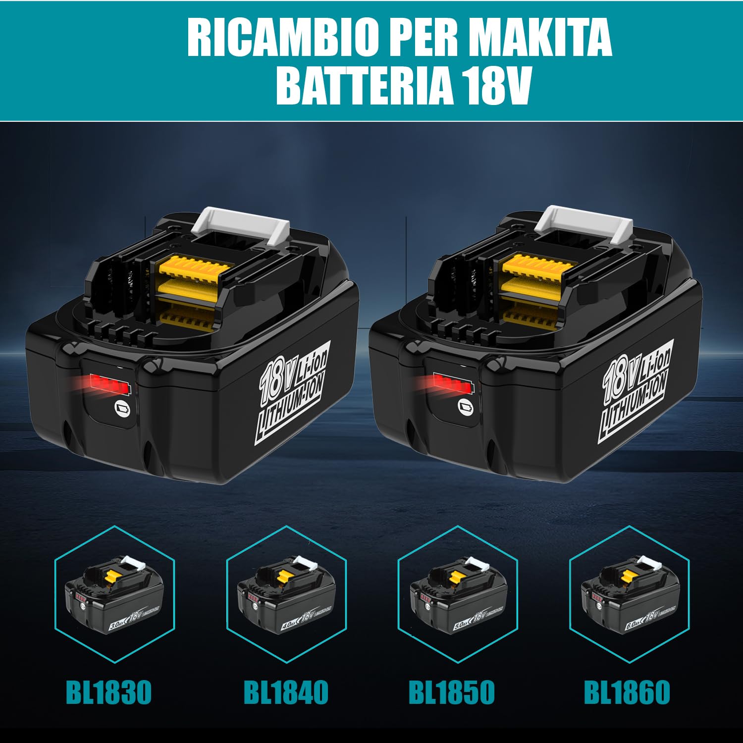 2Pack 5.0Ah Replacement per makita 18V Batteria BL1850 BL1860B BL1860 BL1840 BL1845 BL1835