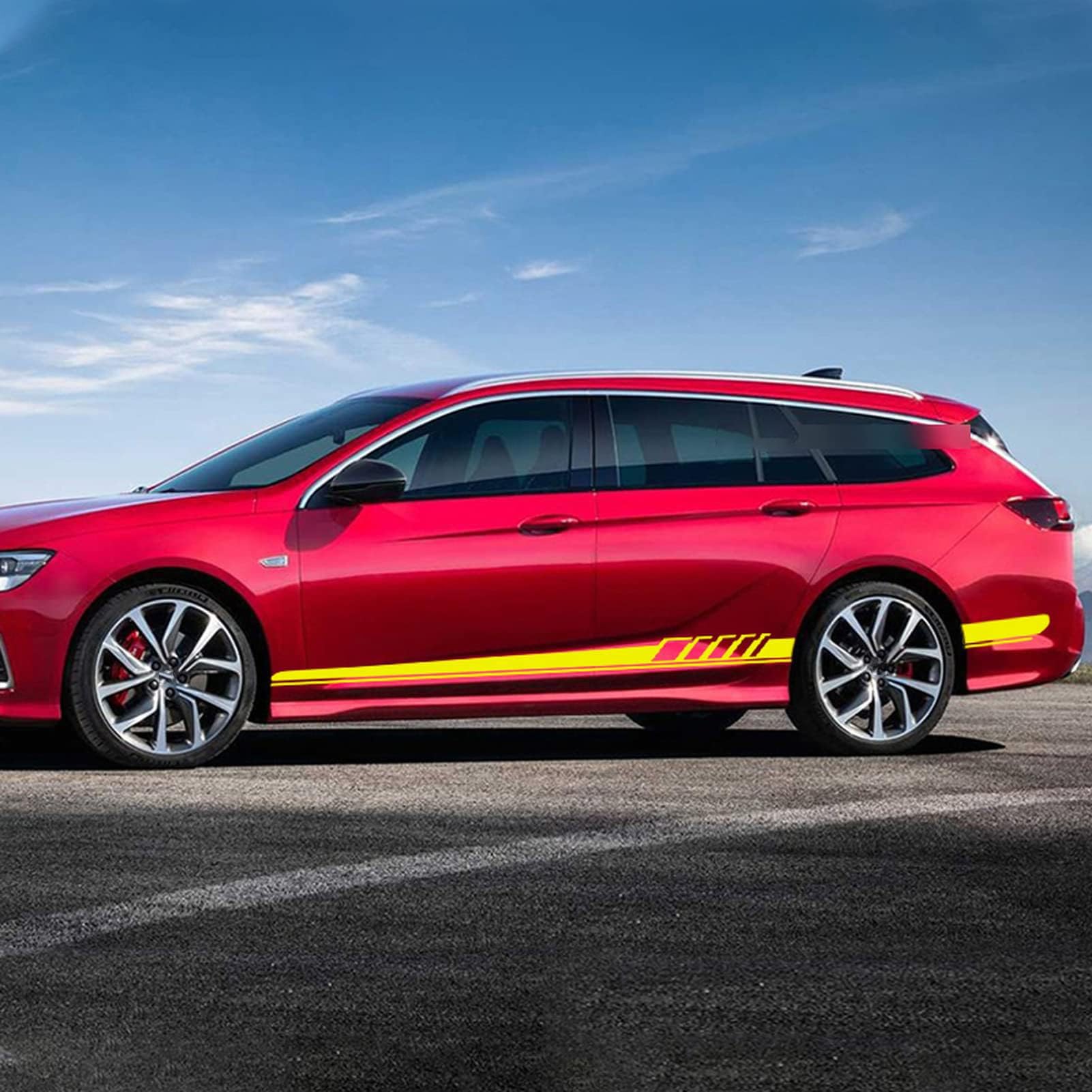LzDQF Car Side Skirt Stickers stripe decal Decals,For Opel OPC Astra J H G K Insignia Corsa D B E Mokka Vectra B Car Door Side Skirt Sticker Auto Body Decor Decals.,Yellow