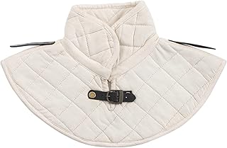 AnNafiÂ® Medieval Cotton Padded Collar Chain Mail Neck Protector for SCA Hema HMB | Renaissance Cotton Armor Padding Garment Gorget Costume | Arming Neck Protector Under Chainmail for Adult Men White
