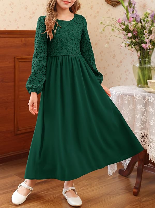 HOSIKA Girls Christmas Maxi Dresses Flowy Formal Party Flower Girl Dress by HOSIKA - Used condition - Image 2