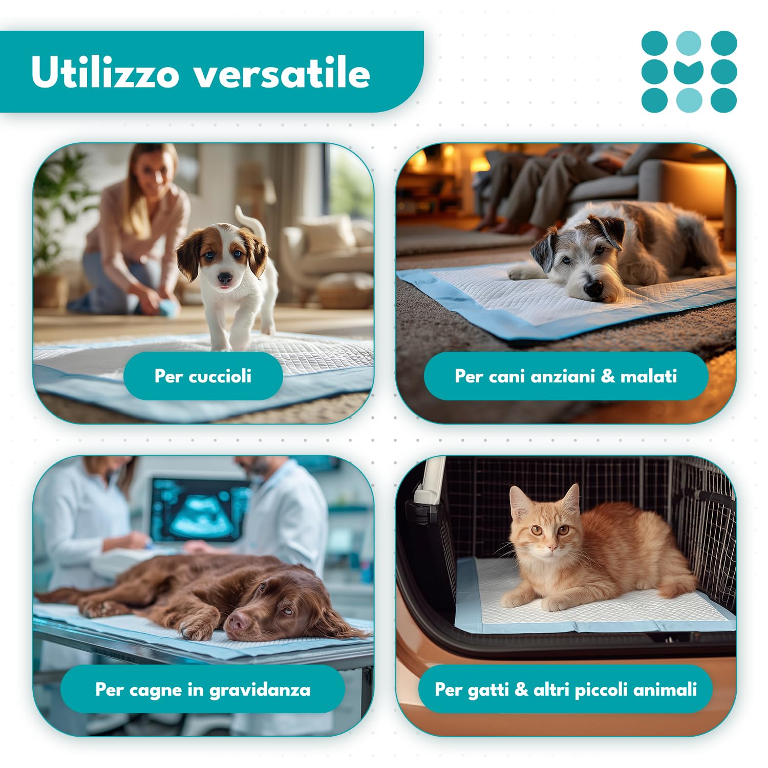 100 tappetini assorbenti per cuccioli 60x90 cm, maneo traversine igieniche per cani, tappeti pipì impermeabili a 5 strati, per cuccioli, gatti e animali domestici