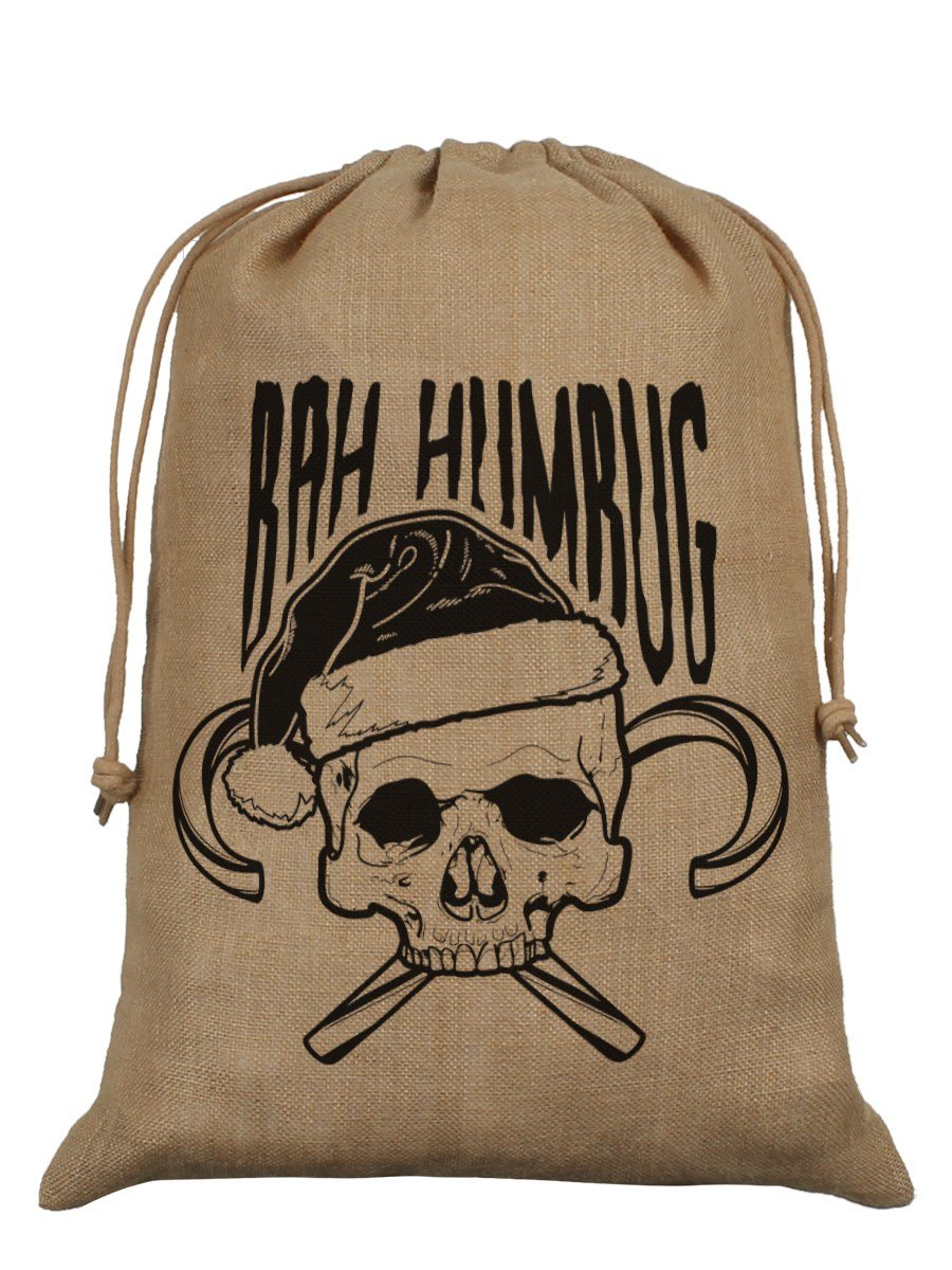 Grindstore Brown Bah Humbug Hessian Santa Sack 40X55cm