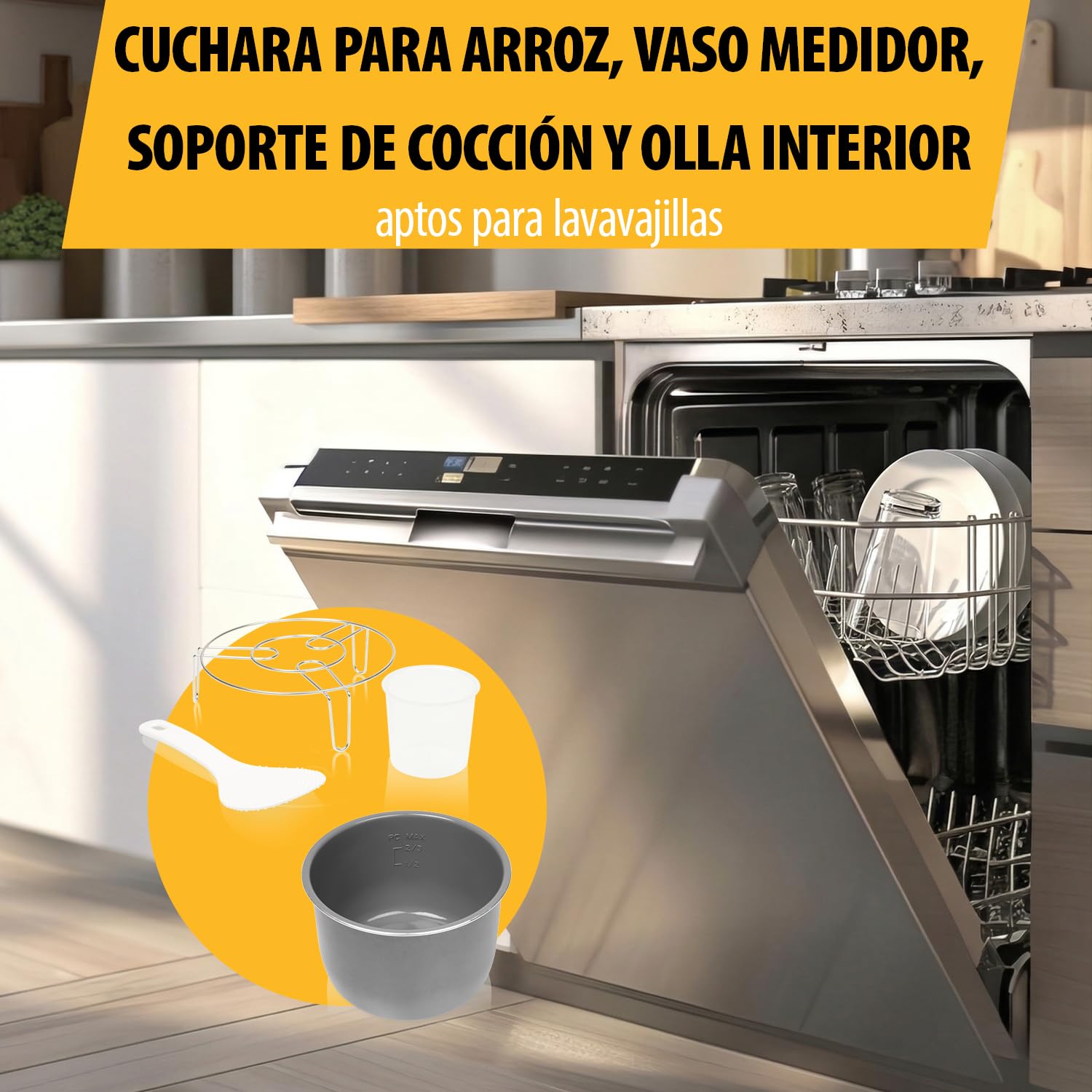 Olla a Presión Eléctrica Tristar, Capacidad de 6 l, Potencia de 1000 W, Funciones de Seguridad Integradas, Cubeta Extraíble, Fácil Limpieza, RK-6160