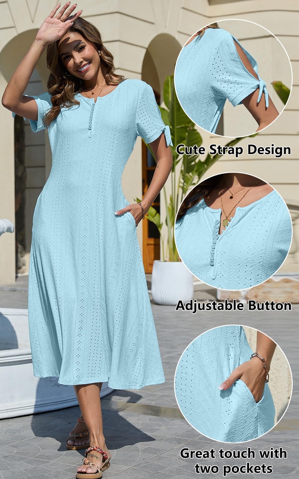 Yutdeng Letnie sukienki maxi boho dla kobiet UK z kieszeniami vintage luźna sukienka plażowa z krótkim rękawem zapinana na guziki boho kwiatowy nadruk sukienka swingowa tunika sukienka linia sukienki