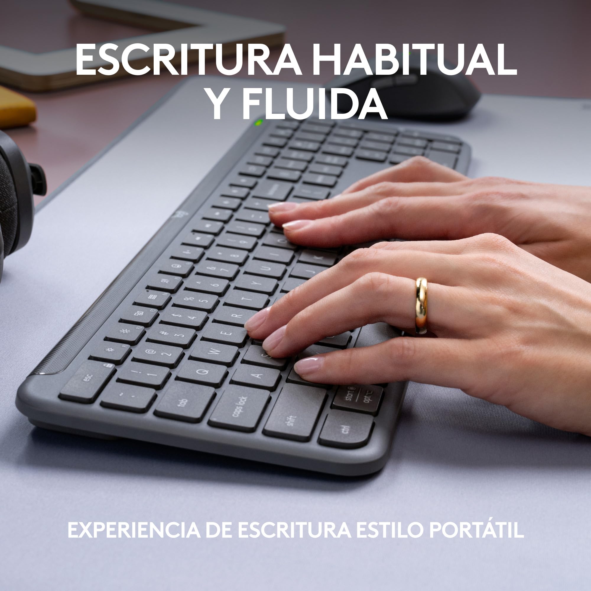 Logitech Signature Slim MK950 for Business | Combinación teclado y ratón inalámbricos, escritura discreta, receptor seguro, Windows/Mac/Chrome/Linux, QWERTY ESP - Grafito