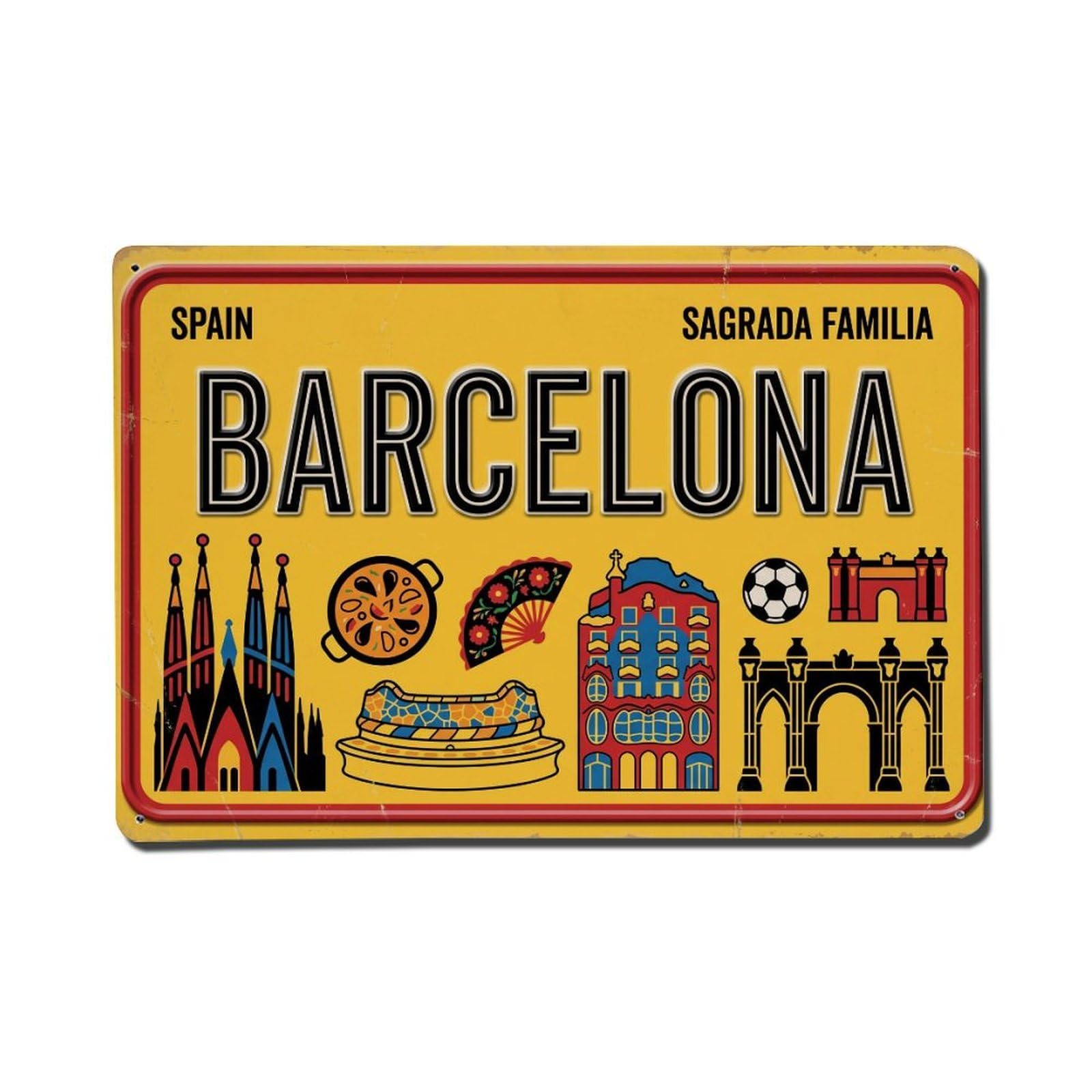 Barcelona Spain Sagrada Familia Paella Metal Tin Sign