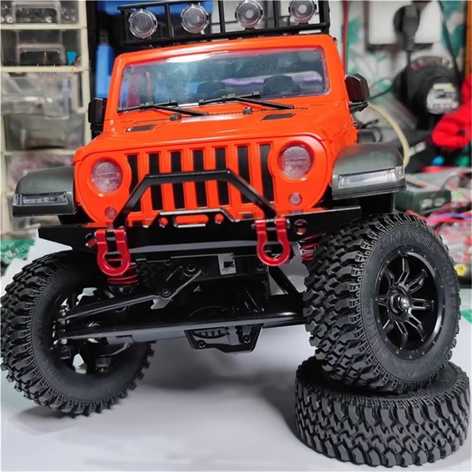 Paraurti RC per MN128 Paraurti Anteriore E Posteriore Metallo per Auto RC 1/10 con Gancio di Traino