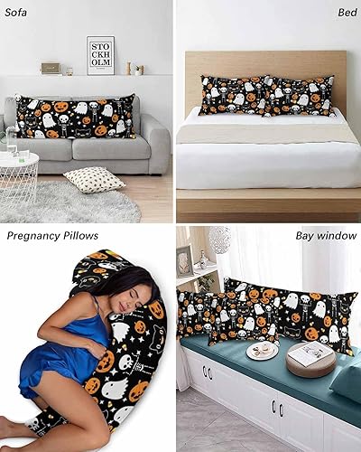 Miniatura 6 de Funda de almohada negra para Halloween, funda de almohada suave para cama, funda de almohada decorativa de lujo para sofá largo lumbar con cierre de