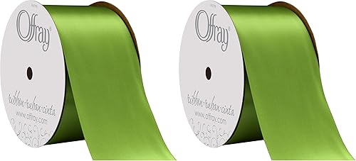 Miniatura 7 de Offray doble cara cinta de satén, 214" de ancho, azules y verdes