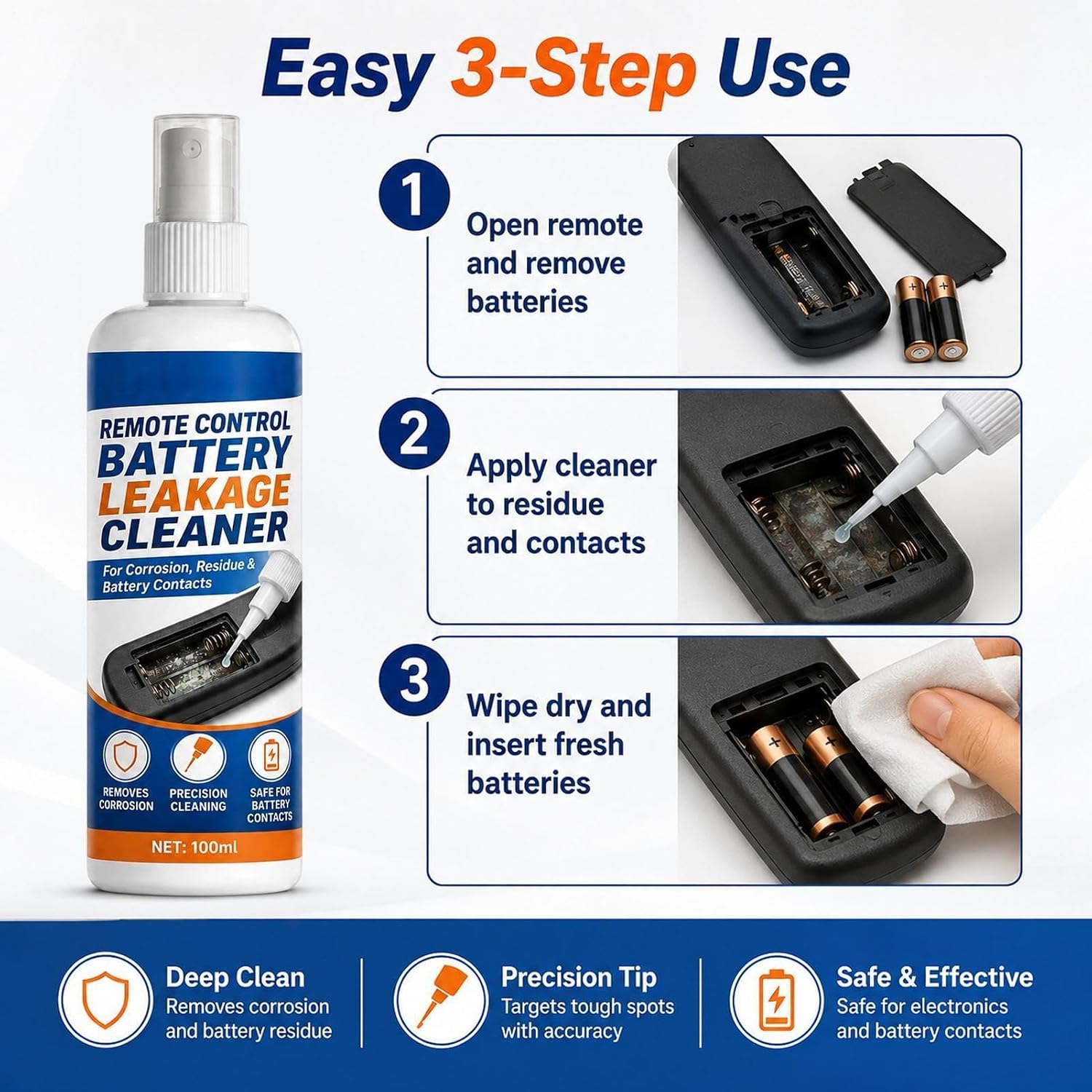 Battery Cleaner, Precision Rust Removal, Electronic Contact Spray Cleaner