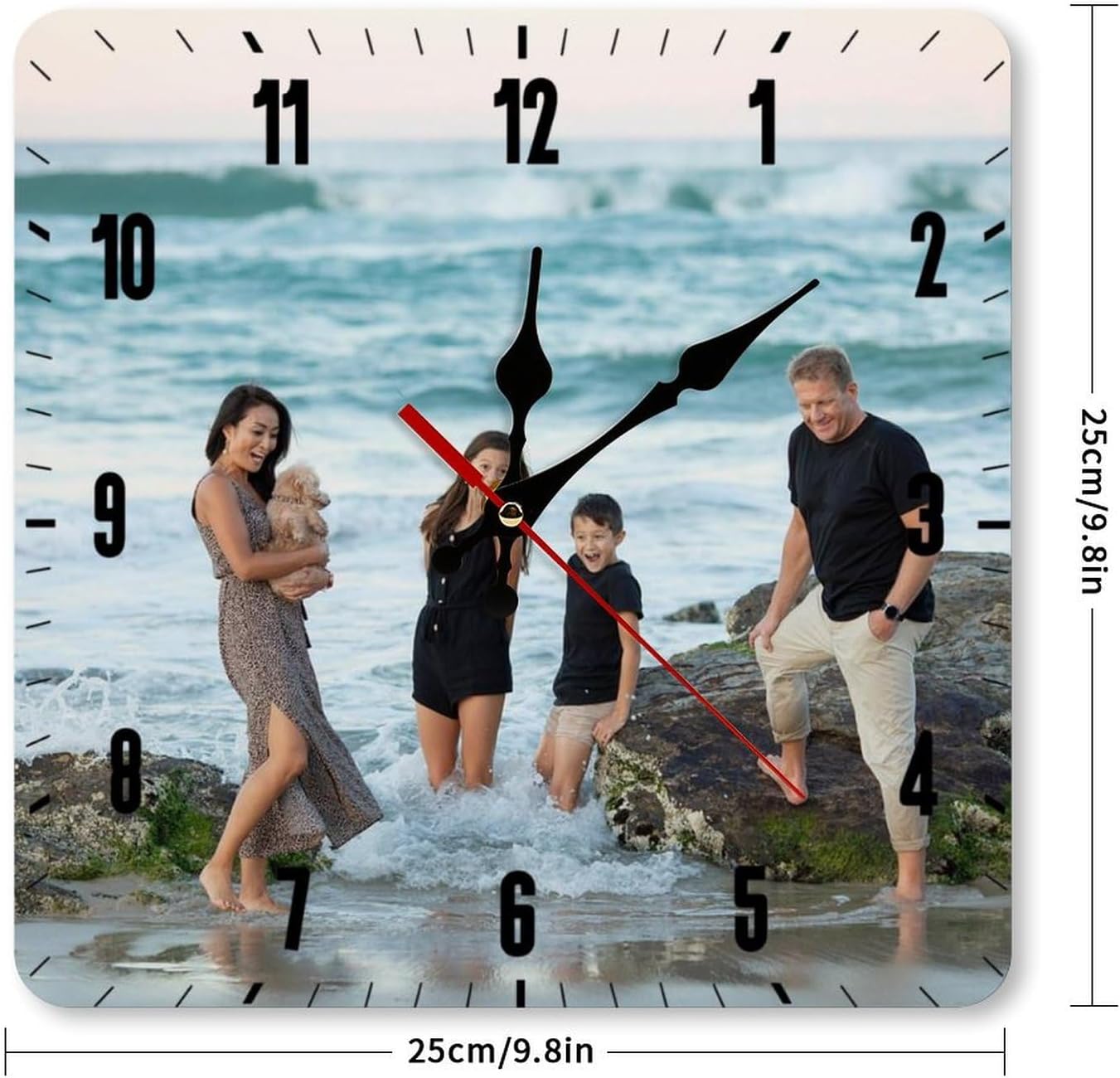 Personalized Wall Clocks Custom Photo Round Wall Clock Personalized Silent Non-Ticking Decorative Clocks Customized Gift for Living Room Kitchen Bathroom Home Decor 10''