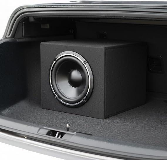 Q Power Single 10-Inch Shallow Subwoofer Enclosure Low-Profile Sealed MDF Car Audio Box with Charcoal Carpeting