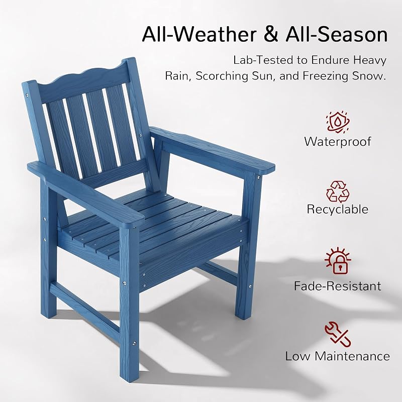 Stoog Patio Dining Chair, All Weather Outdoor Chair, 400 lbs Capacity, Blue image 5