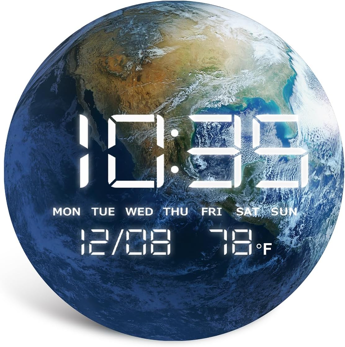 Digital Desk Clock with Massive LED Show, Earth Fashionable Date Temperatu…