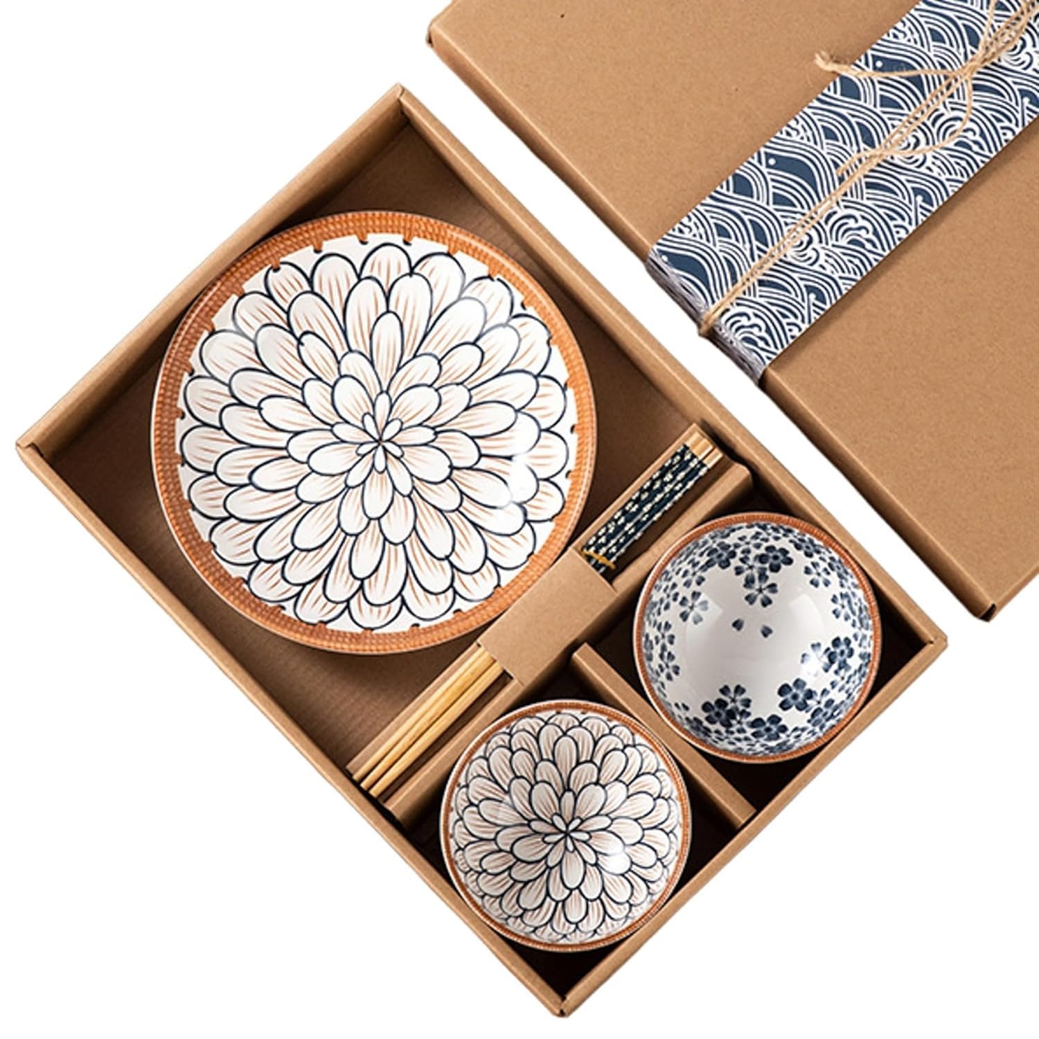 Japanese Ramen Bowl Set - 14 Piece Dinnerware -4