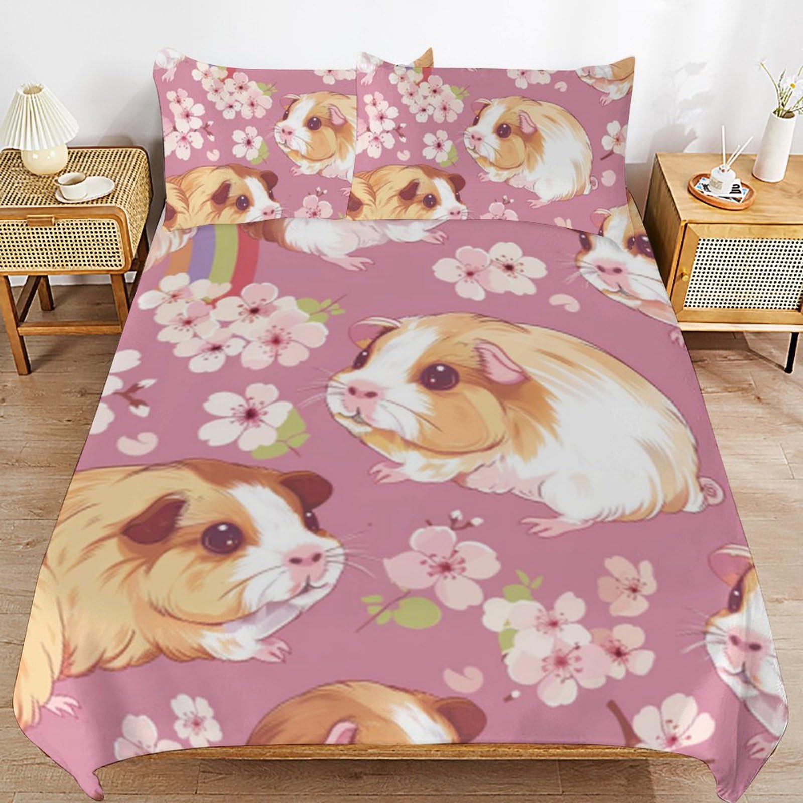 Parure de lit paon avec fermeture éclair et 2 taies d'oreiller