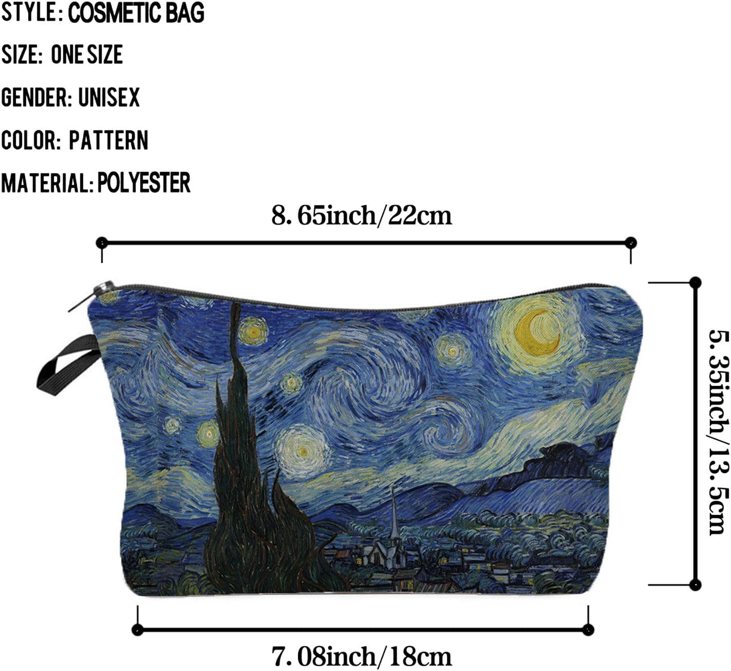 Livel lhood Women Travel Bag The Starry Night Pattern Printed Cosmetic Bag Makeup Bag Small Pouch Gift for Women hz2440