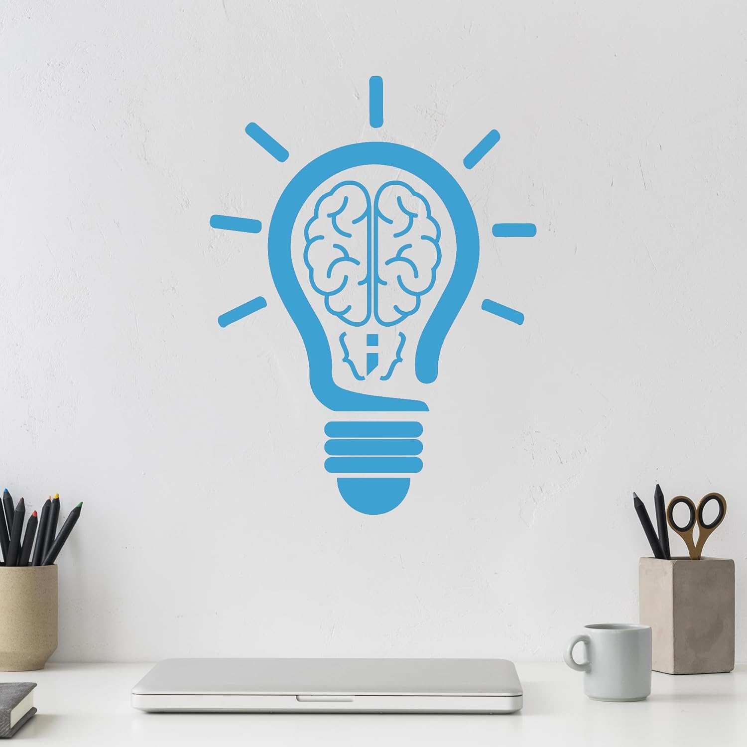 Vinyl Wall Decal Electric Lamp Brain Bulb Creativity Idea Light Stickers Mural Large Decor (g7505) Black