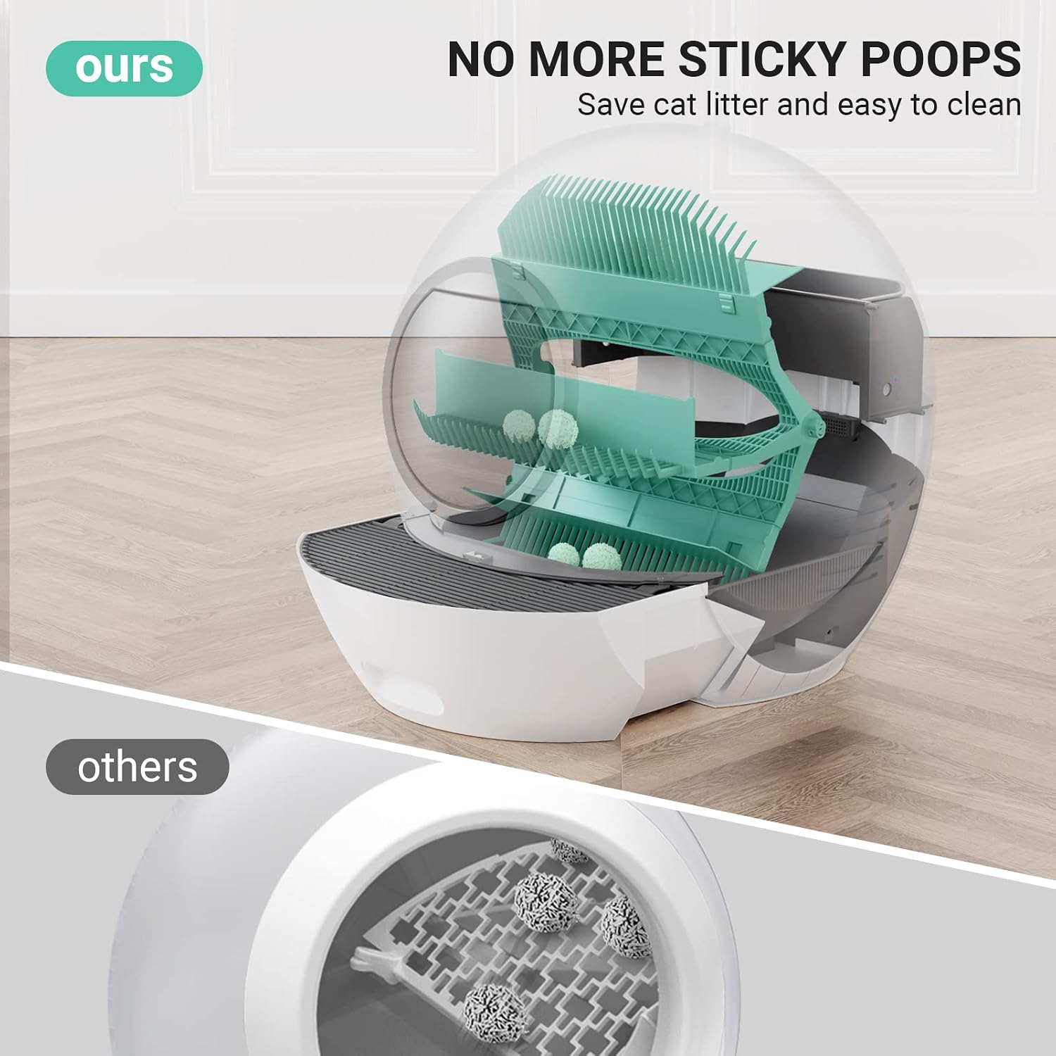 KungFuPet Self-Cleaning Cat Litter Box, Automatic Cat Litter Box for Multi Cats, Extra Large Smart Litter Box with Mat & Liner, APP Control/Safety Protection/Odor Removal [Upgrade Version]